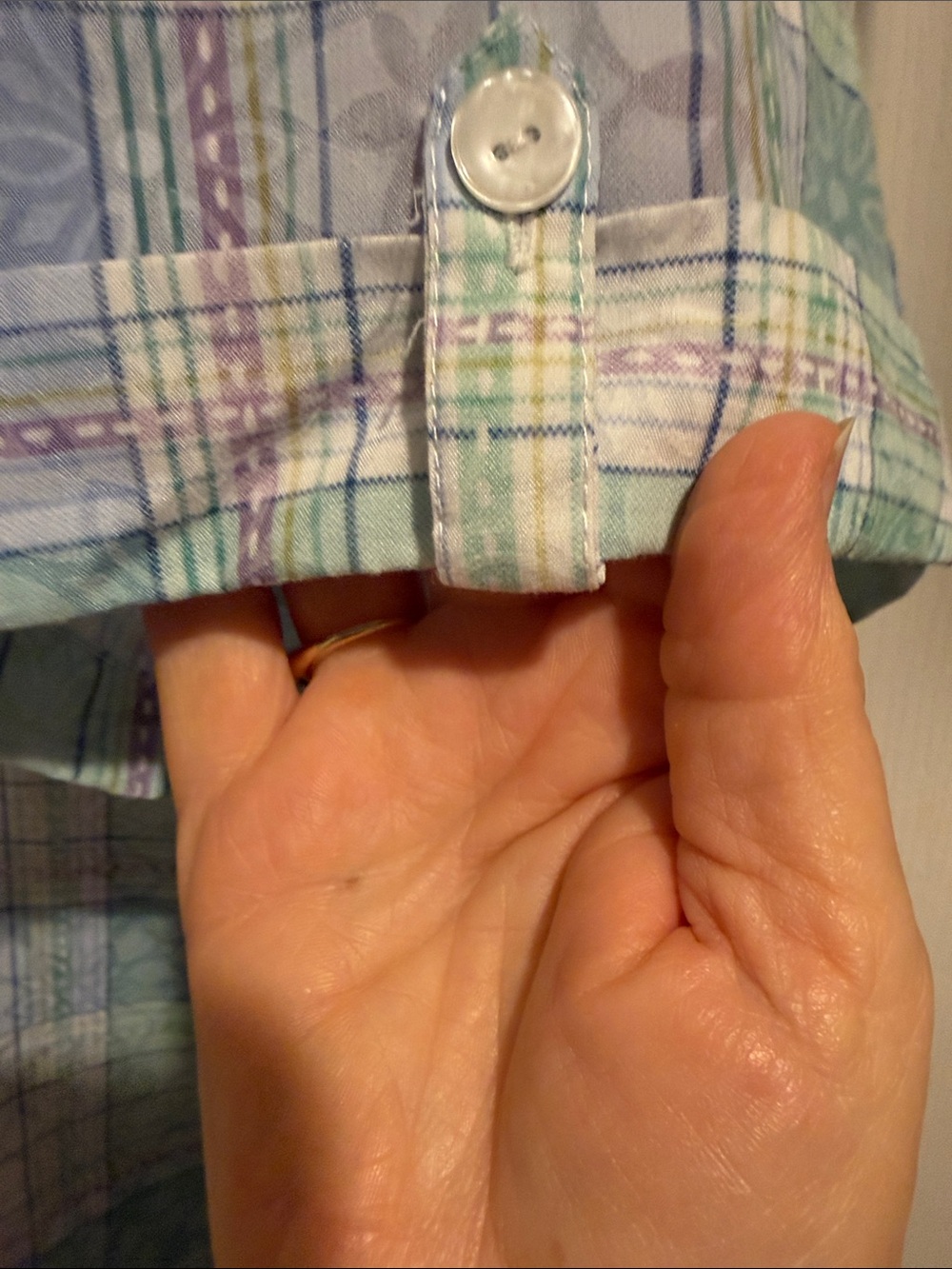 Alfred Dunner Short-Sleeve Plaid Button-Up in Blue and Green - Picture 3 of 6